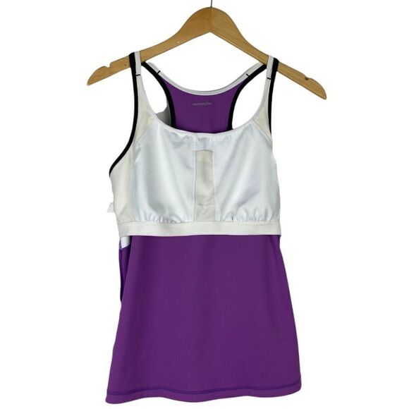 NEW BALANCE Women's Lined Purple White Color Block Lightning Dry Tank Top US XL - Picture 5 of 9
